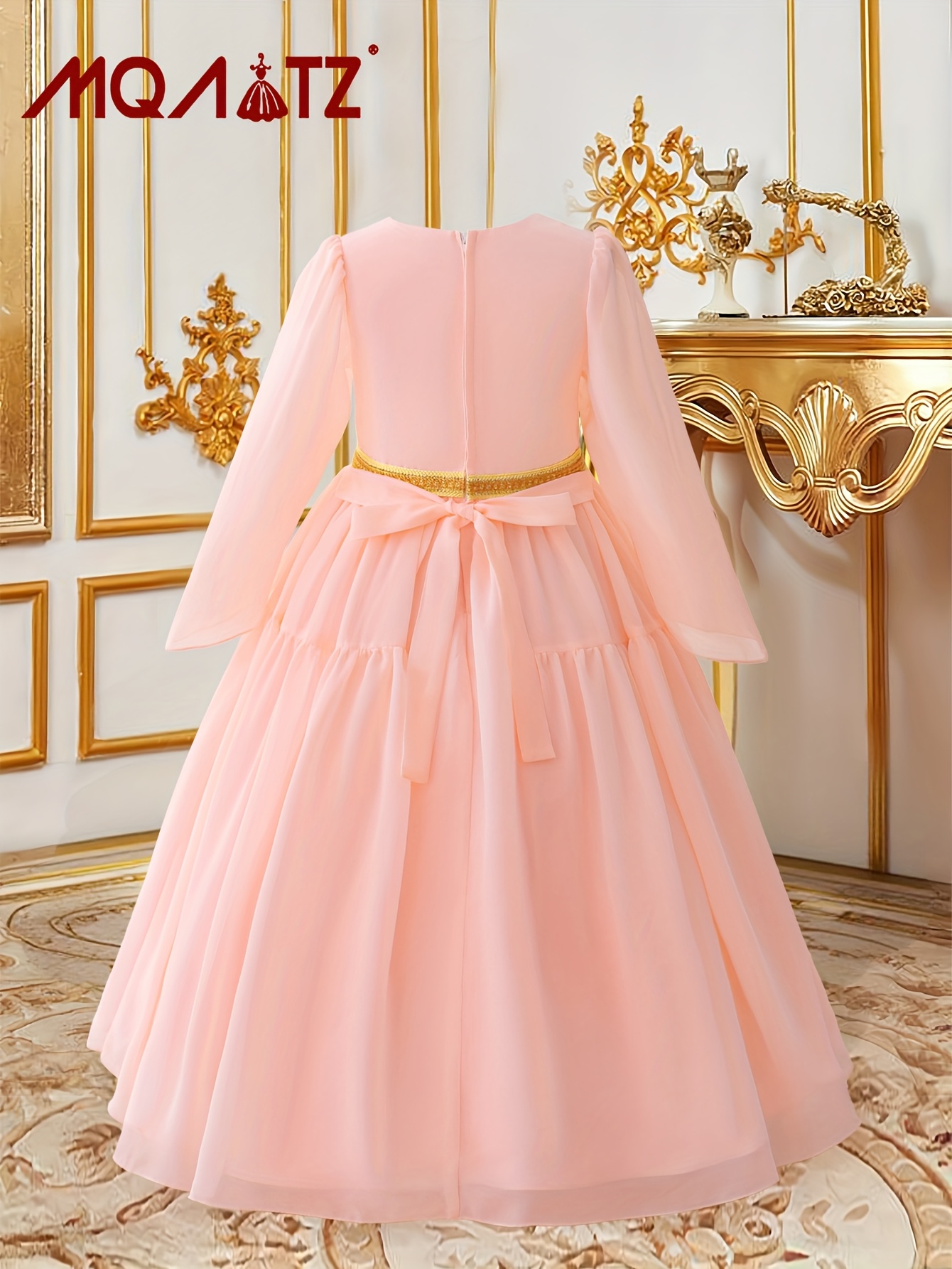 strapless open back dress Zehna Pink Organza Luxurious Dress With Bisser Beaded Details For Musl   Bazar Al Haya