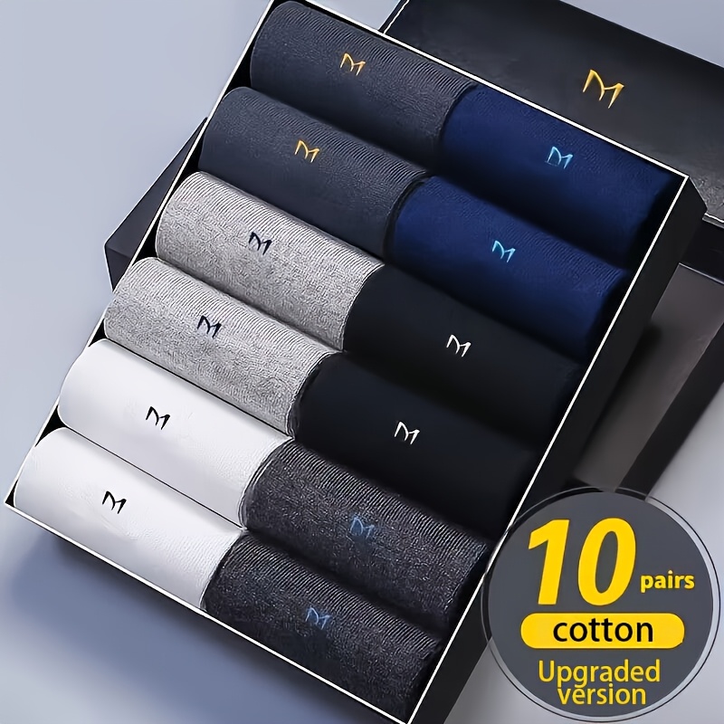 Image of 10 Pairs Of Men's Business Socks That Are Comfortable, Breathable, And Soft. Are Of Medium Thickness, Suitable For Daily Wear And Running In The Summer