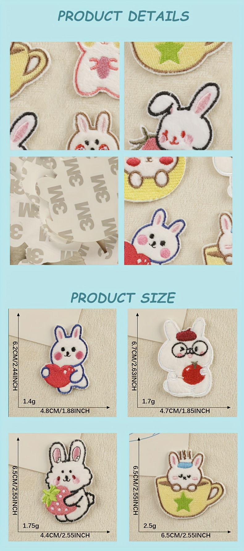 Cartoon Rabbit Embroidered Patch Set Diy Iron /sew Appliques Temu