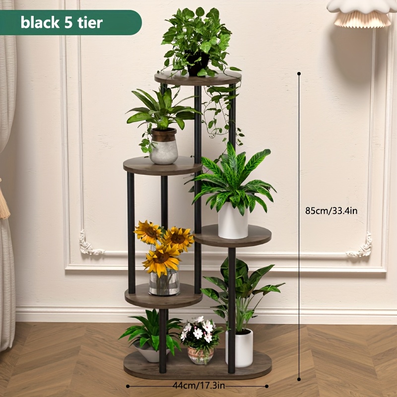E-shop 1 Stück Moderner Mehrstöckiger Holz-Pflanzenständer mit gebürsteter Oberfläche – Innen-/Außen-Blumentopf-Displayregal, Langlebige