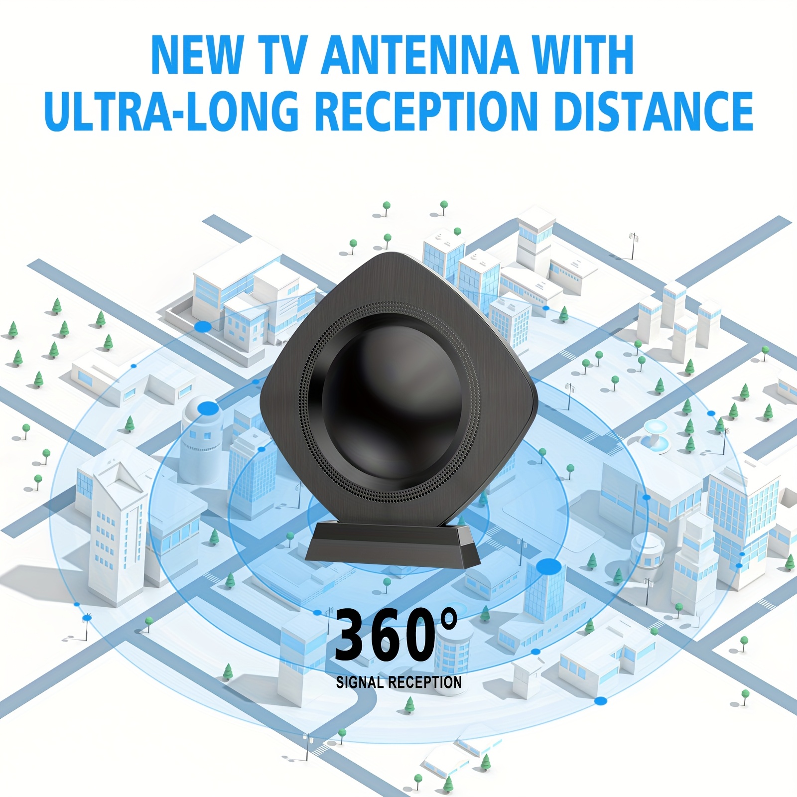 Digital TV Antenna Ultra High Definition 360° Receiving Signal Antenna 200 Kilometers Long Distance TV Antenna Small Portable Indoor Amplified High Definition Digital Antenna For Smart TV Easy To Use Suitable For New And Old TVs Quickly Watch Local - Image 3