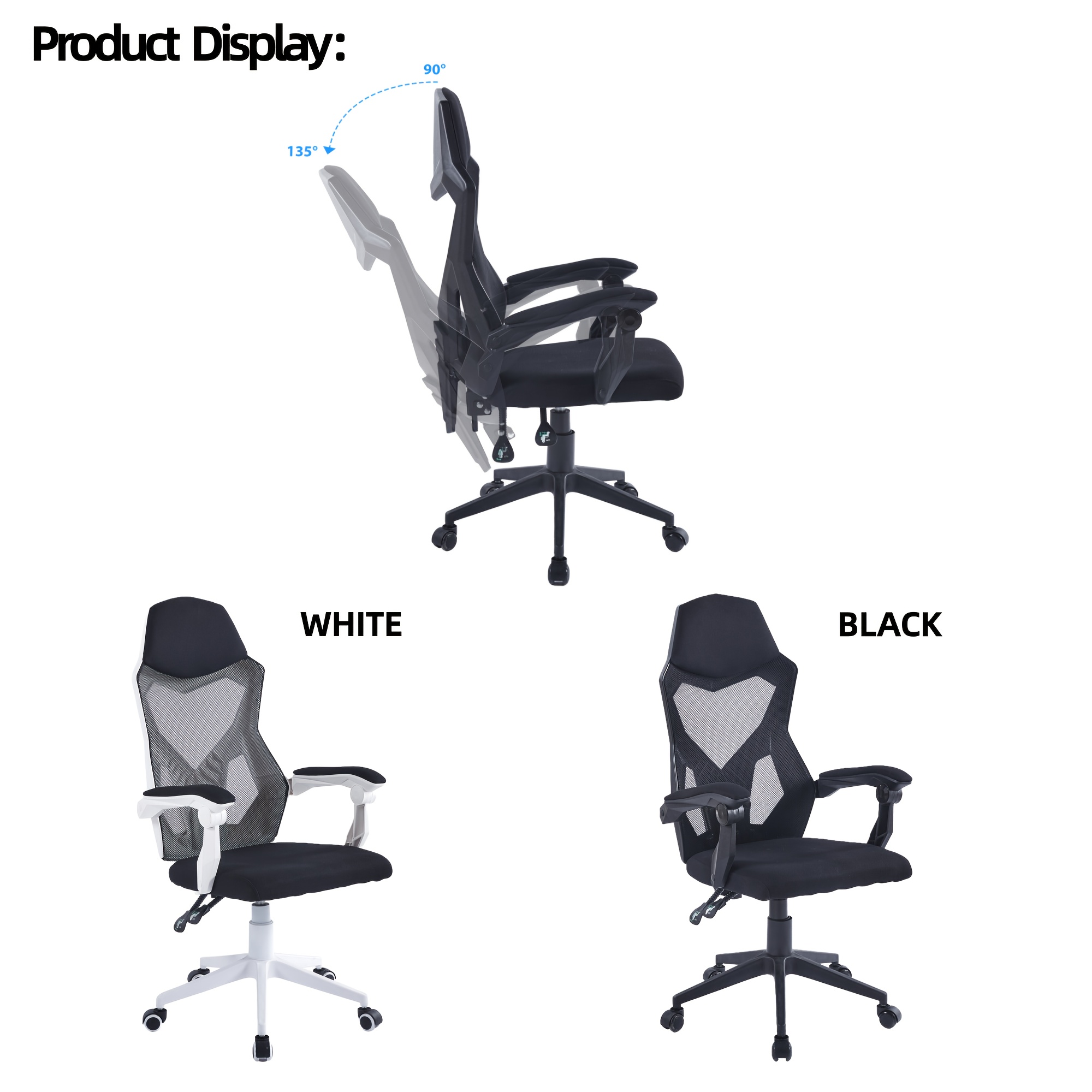 Ergonomic Gaming & Esports Chair | Manual Height, 135° Recline | Hardwood Frame, High-Density Fabric | Lightweight | Lumbar Support | For Home & Office