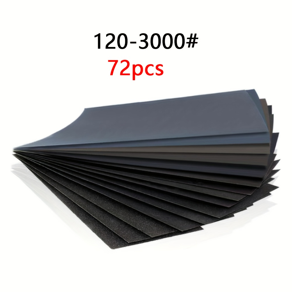 

72pcs Sand Paper Variety Pack Sandpaper 12 Grits Assorted For Wood Metal Sanding, Wet Dry Sandpaper 120/ 150/ 180/ 240/ 320/ 400/ 600/ 800/ 1000/ 1500/ 2500/ 3000 Grit