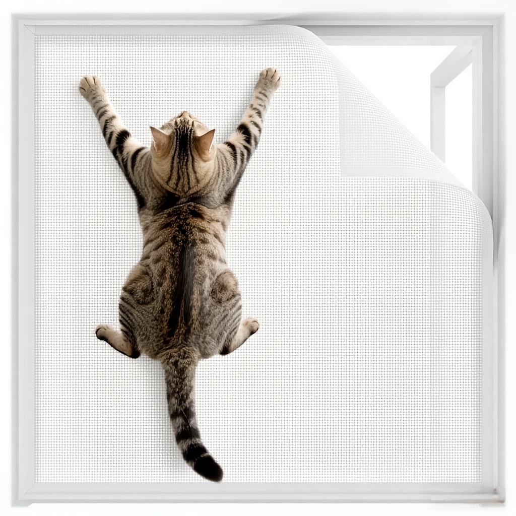 TEMU Cat Net For Windows, No Drilling, Fly Screen, Reinforced, Cat-safe, Cat Resistant, Insect Protection For Balcony, Skylight, Cut To Size,
