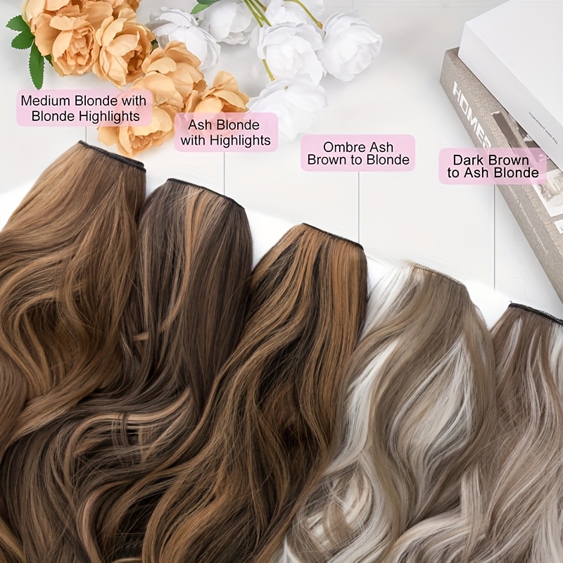 4 clips adjustable size invisible wire hair extensions with transparent wire synthetic hair piece long wavy secret headband hairpieces for women daily wear and halloween party details 1