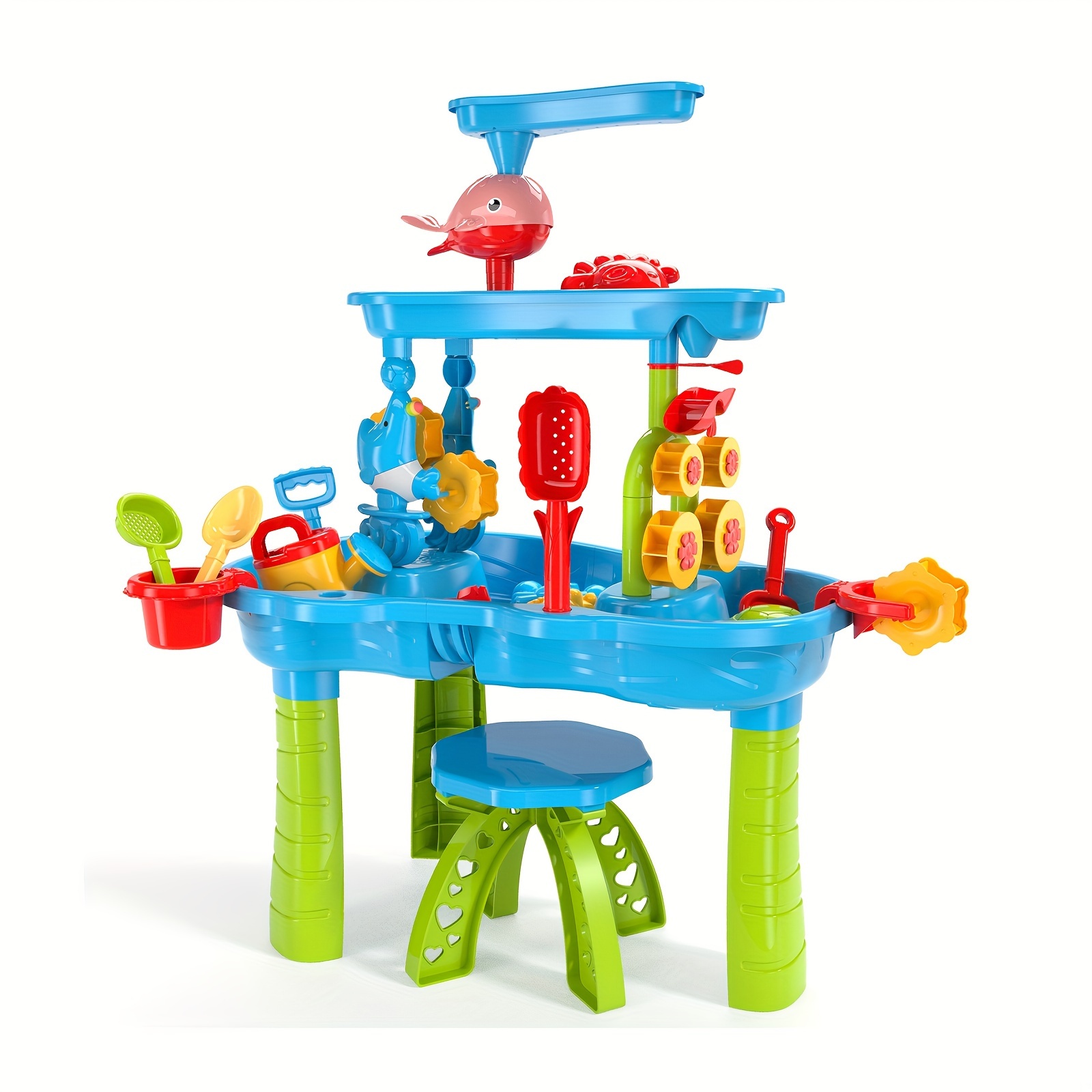 TEMU Kids Sand Water Table, 3-tier Sand And Water Play Table Toys For Kids, Kids Beach Toys Play Table Outdoor Toys