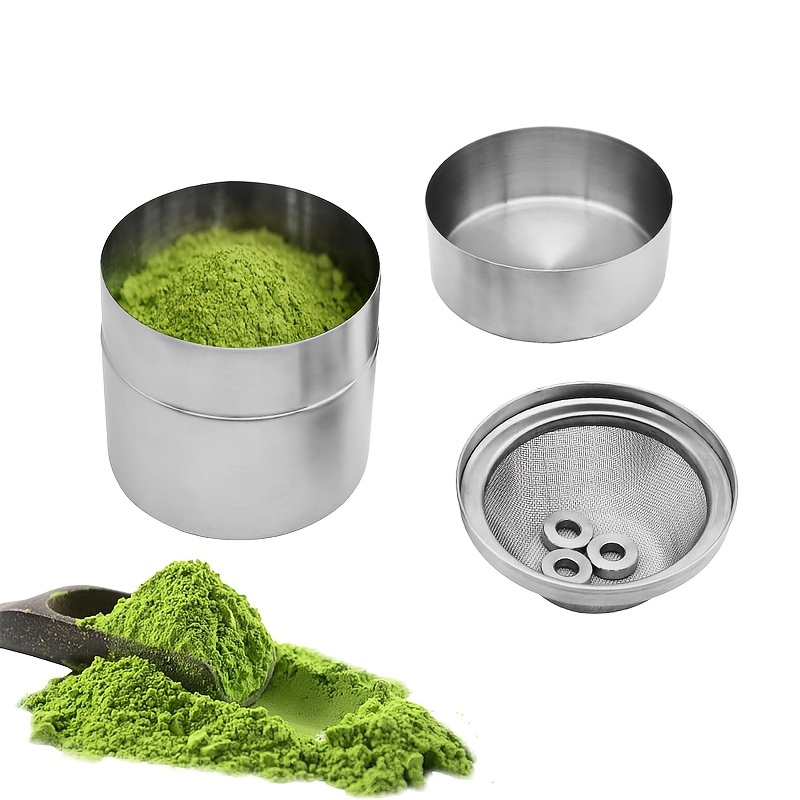 TEMU Boîte à Matcha Portable et Compacte à en Acier Inoxydable 304, Boîte à Thé Portable pour Poudre de Matcha de Qualité Alimentaire