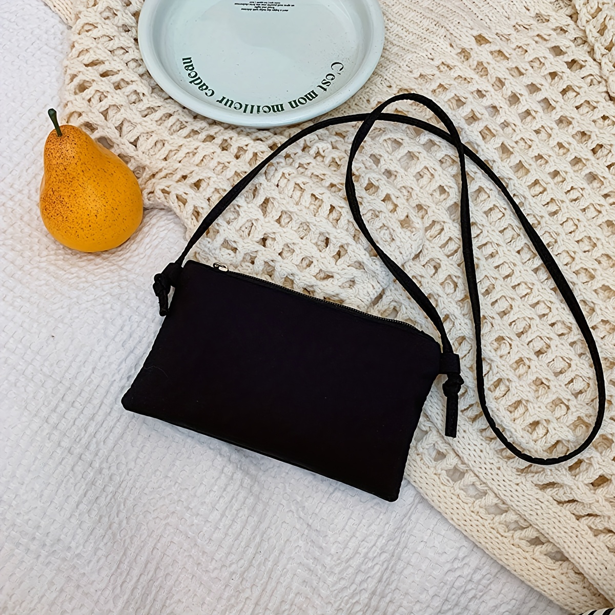 Solid Single Shoulder Bag Nylon Trendy Crossbody Square Purse, For Teenager