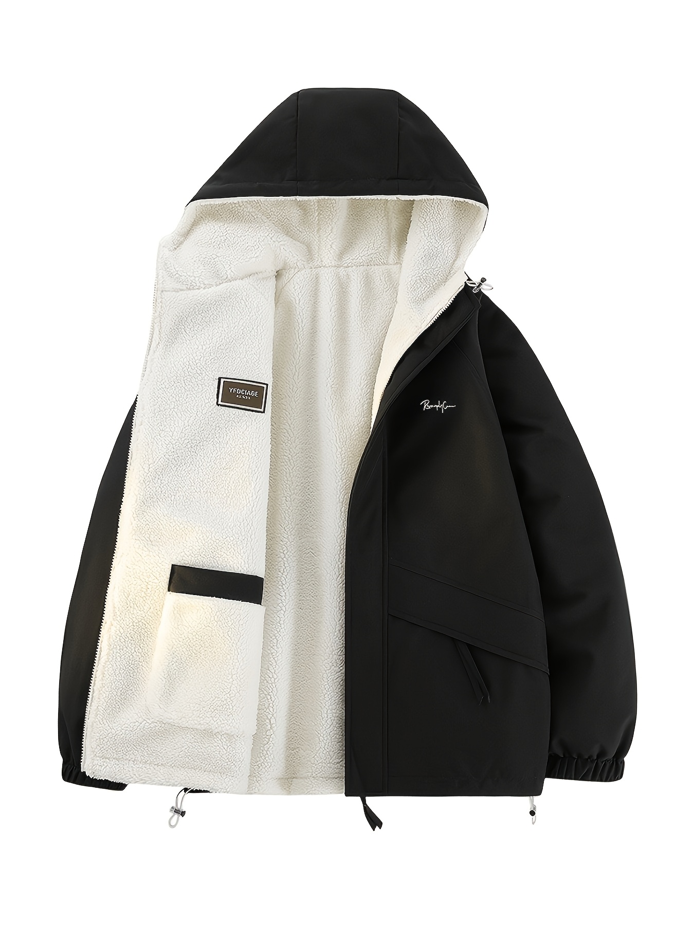Men's Reversible Winter Hooded Jacket, Windproof & Warm