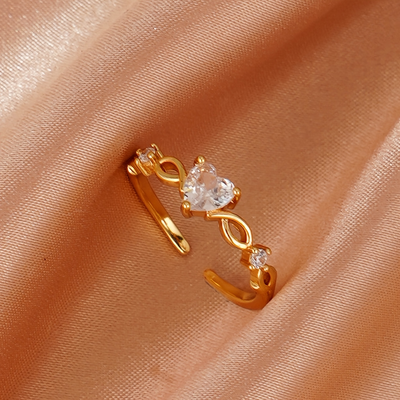 TEMU 1pc Of Women's Fashion , Retro Charm Red Heart Inlaid Ring, Adjustable Copper Material, Romantic Dating Wear, Birthday Party Jewelry