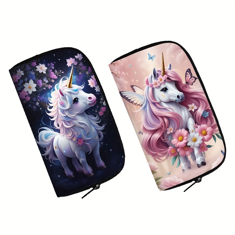 

Cute Unicorn Print Long Wallet, Unicorn Coin Women Small Clutch Bag Credit Card Key Holder Gift