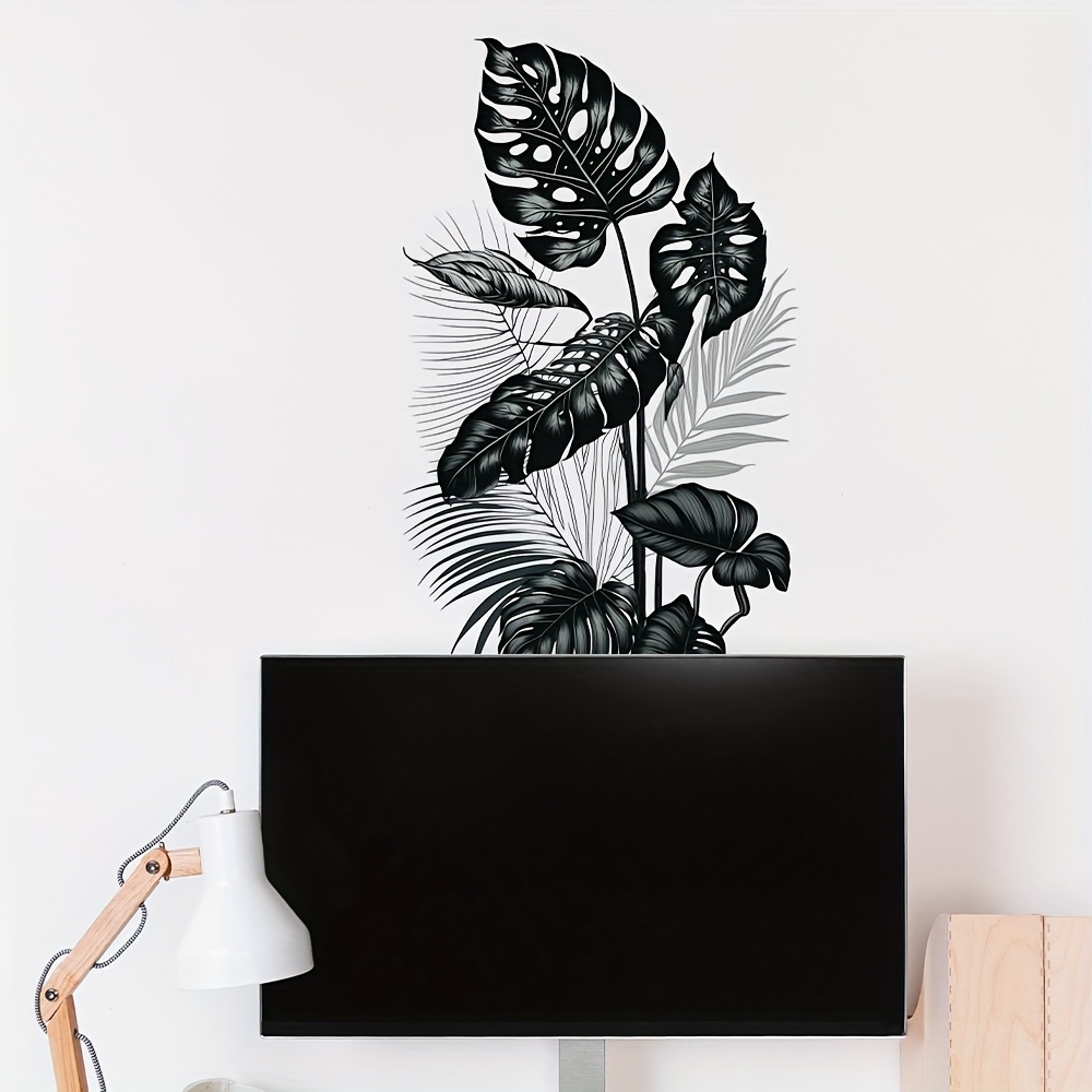 schwarz weies tropisches blatt wandtattoo selbstklebendes - Temu Austria