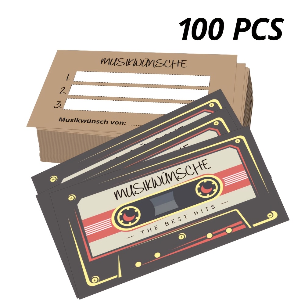 TEMU 100pcs German Bohemian Style Song Request Cards, Request Cards, Event Music Application Cards, German "musikwünsche" Text Cards, Double-sided