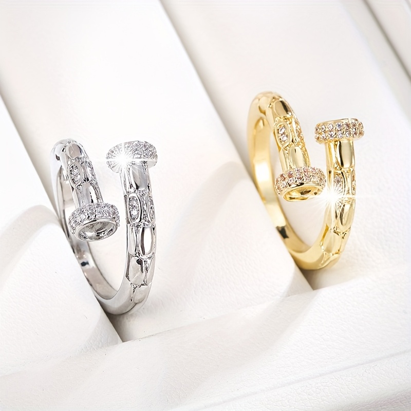 Adjustable Geometric Openwork Women's Ring Minimalist Golden Plated Jewelry