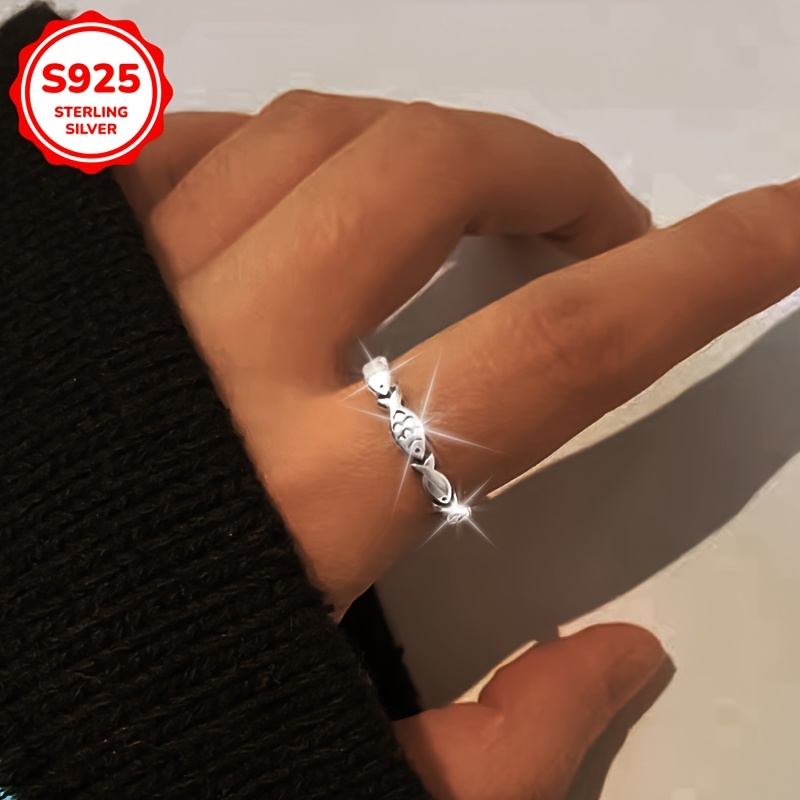 Retro Style Women's Silver Fish Ring