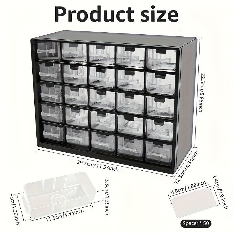 1pc Caja de Almacenamiento con 25 Cajones, Organizador de Tornillos Montado en Pared de Plástico Duradero con Compartimentos Transparentes, Ahorrador de Espacio para Talleres, Electrónica y Garaje en /Verde/Blanco