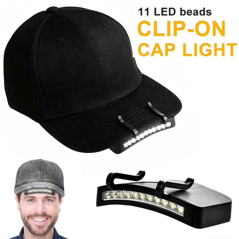 Image of 300lumen Clip-on Headlamp, 11-led Battery-powered Cap Light, Portable , Ideal For Fishing, Camping, Running, And Emergencies
