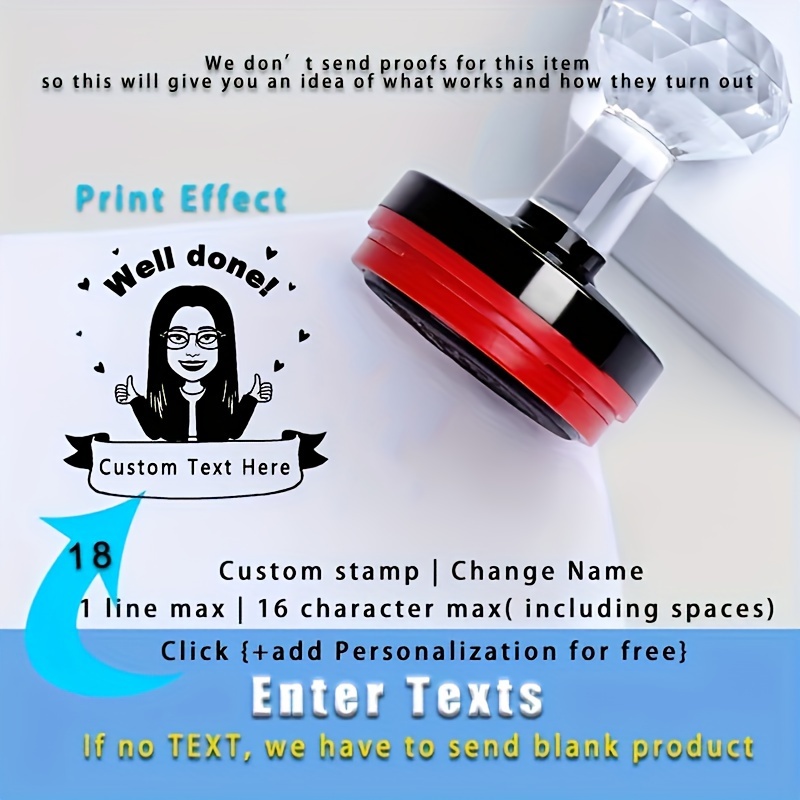 

Customizable For Encouragement And Grading, Personalized Text Self-inking Stamp, Diy Printing Seal, 4cm Diameter - Suitable For Educators And Students Age 14+