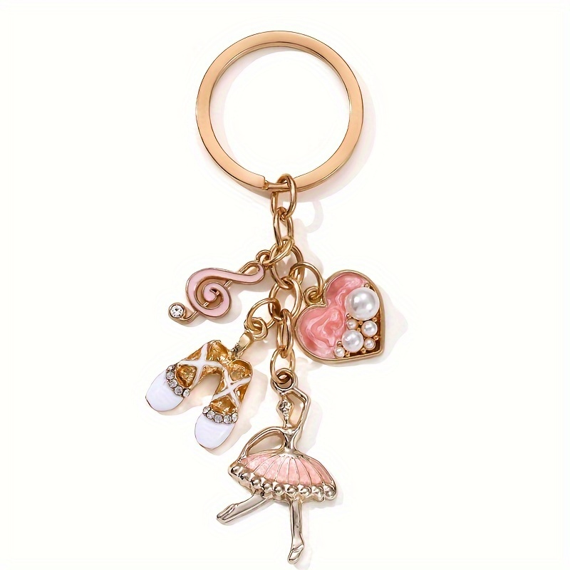 1pc Ballet Music Women's Shoes Drip Oil Keychain