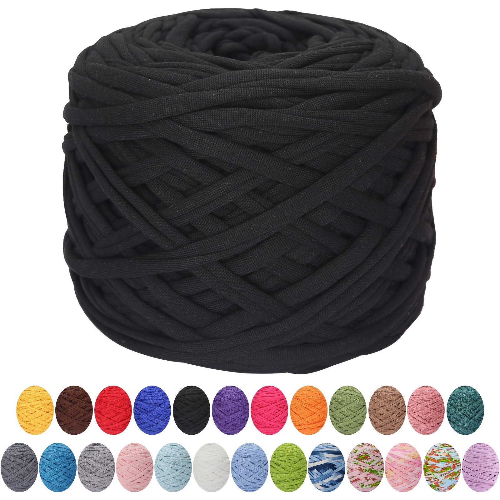 TEMU 1pc Hilo de Camiseta de Poliéster, 2cm de Ancho, 200g, Hilo Multicolor para Manualidades de Bolsas DIY, Mantas, Cojines, Muñecas y Artesanías,