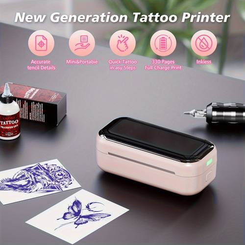 sold separately tattoo paper tp31 template printer mini tattoo printer with 25 transfer sheets included wireless printing device ideal for tattoo beginners and professional artists compatible with tablets and smartphones 203 dpi