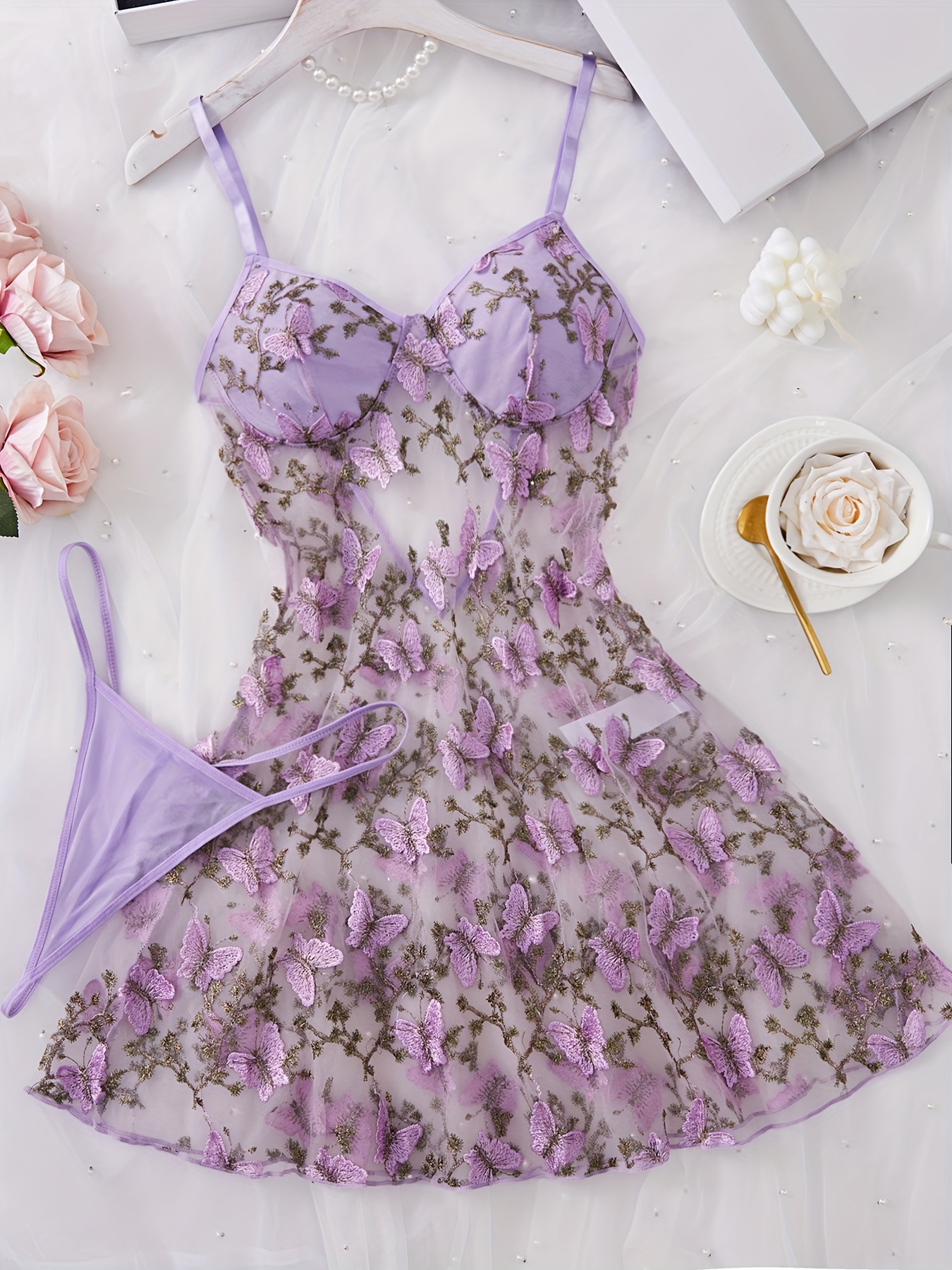 open lace back dress Purple Lingerie Dress Floral Lace Womens Intimates  Self Care Shop