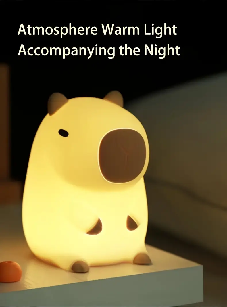 1 capibala night light tap to turn bedside lamp with usb cable sleep companion timer function bedroom decorative gift Product details 3