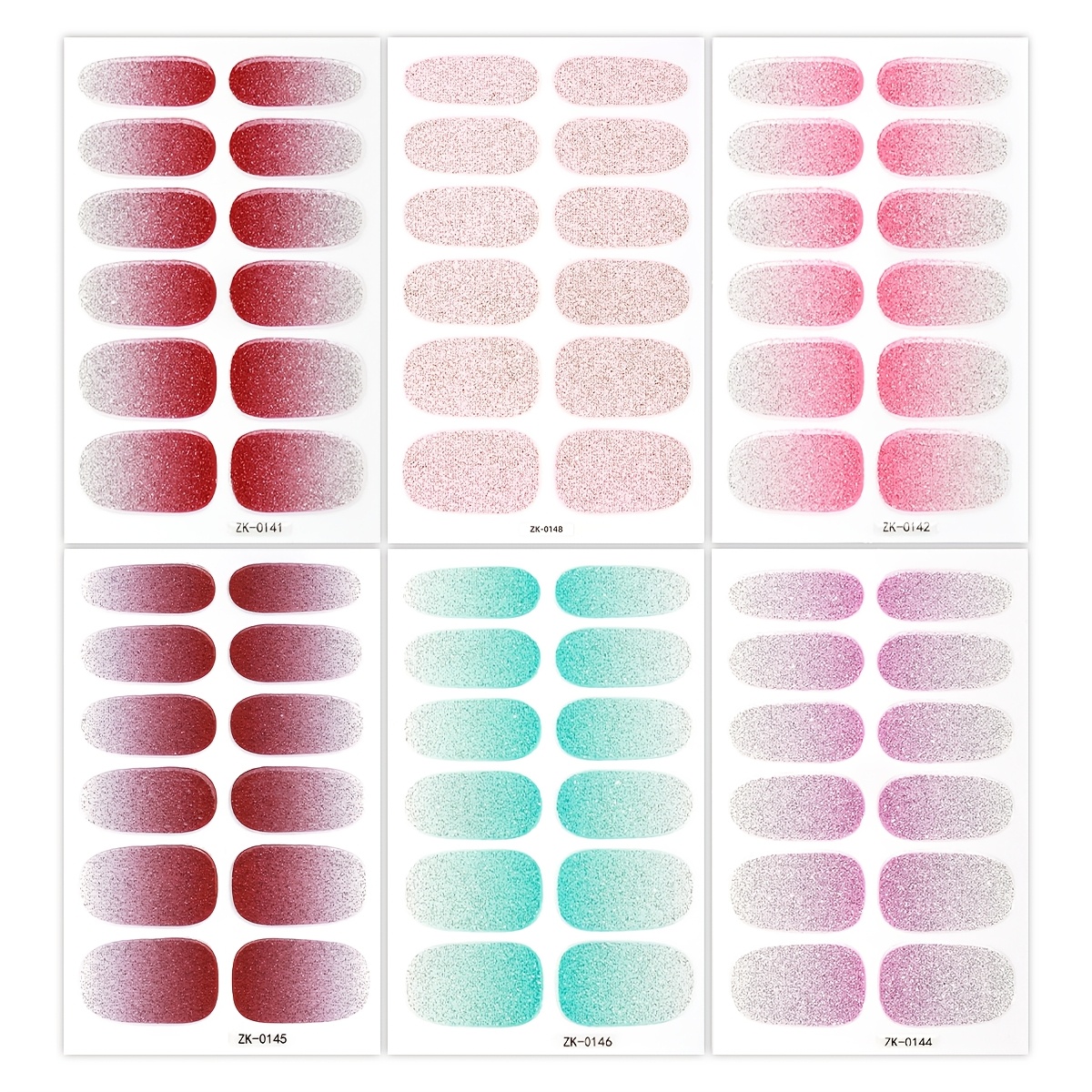 Image of 72 Sheets Gradient Glitter Nail Wraps, Long-lasting Easy To Apply And, Self-adhesive Sparkly Stickers For Daily Wear, Parties, And Travel