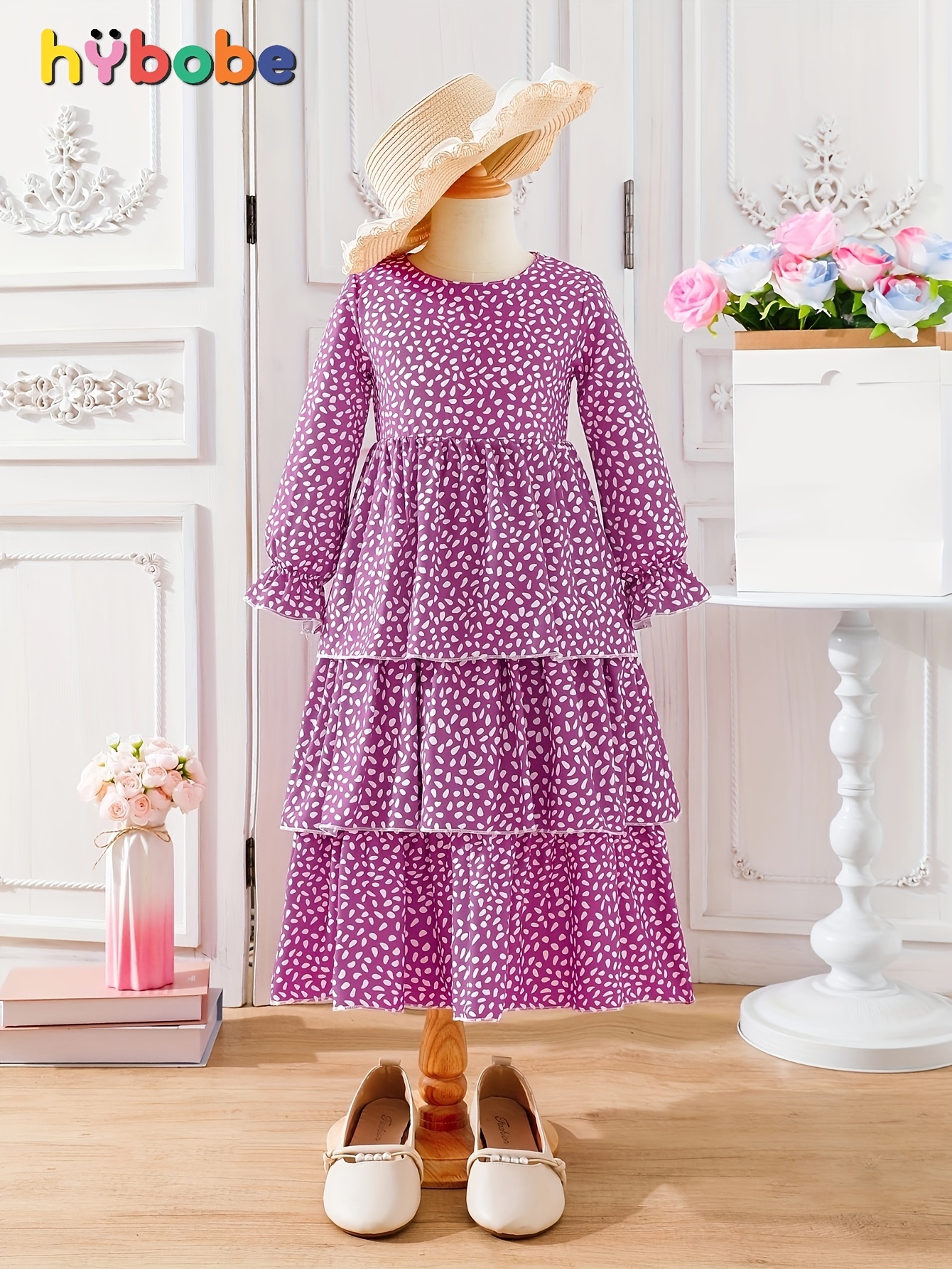 8-13 años Niñas Estilo Vestido Largo de Larga con Volantes Vestidos  Casuales de Vacaciones para Niñas, Regalo