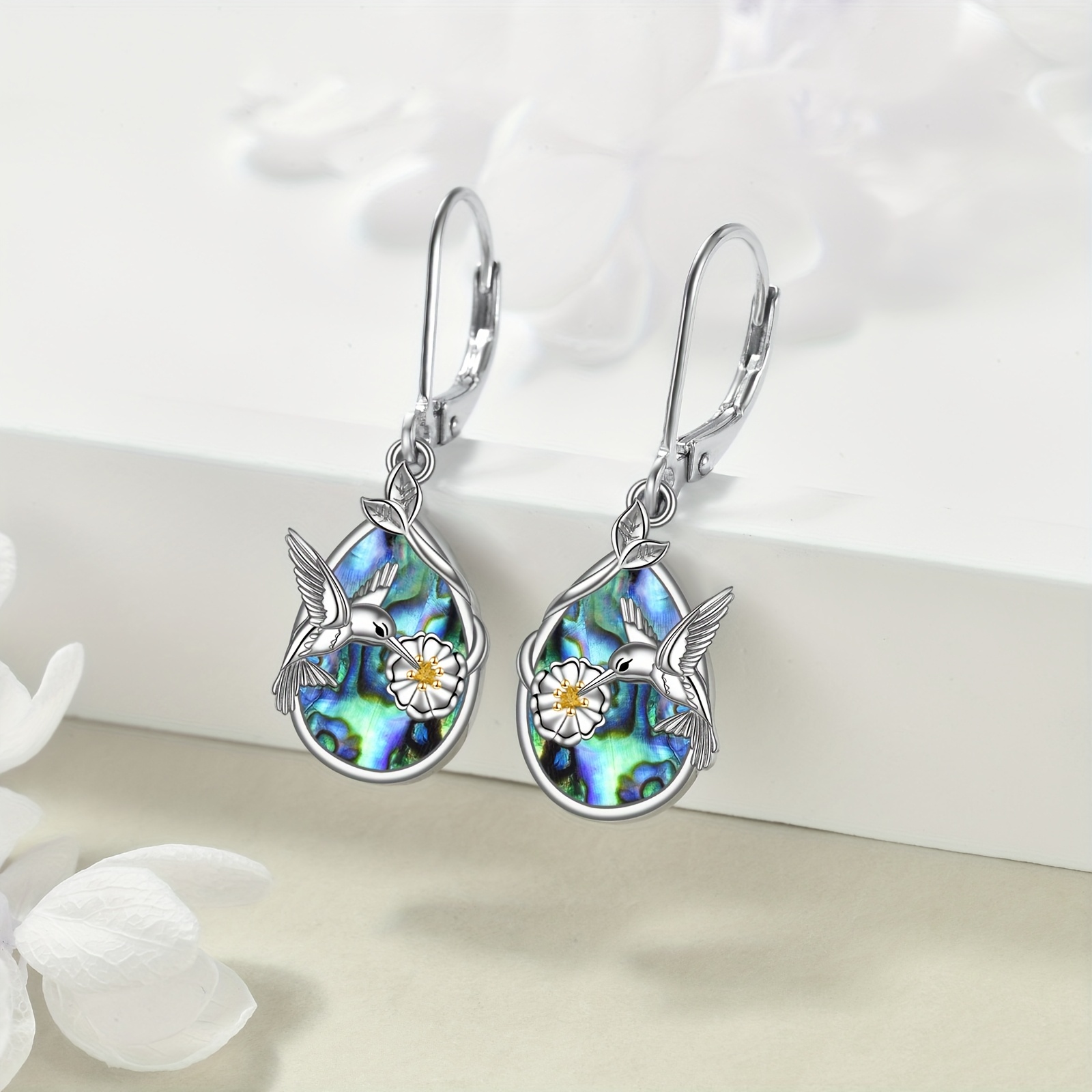 hummingbird earrings for women sterling silvery   leverback dangle earrings jewelry Product details 0