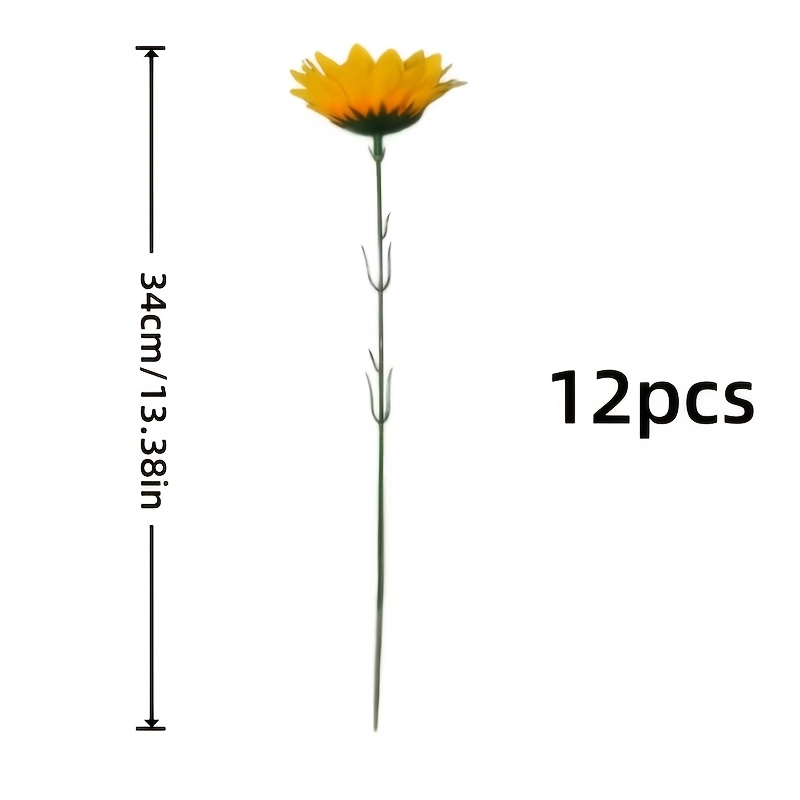 TEMU 12pcs Artificial Sunflowers, Maintenance-free, Ideal For , Halloween, Bridal Bouquets, Wedding Photography Props, Rustic Wedding Decor, Home