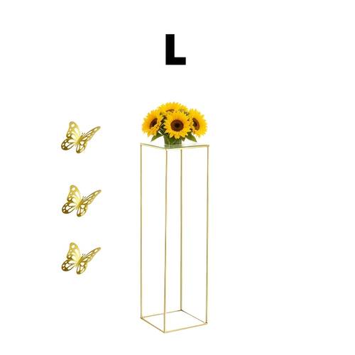 Electroplated Golden Square Tabletop Flower Stand And Vase Aisle Decor, Centerpiece for Kids Party Tables, Birthday Party Decorations, Wedding Props, Home Decorations, And Festival Decorations, Flower Stand