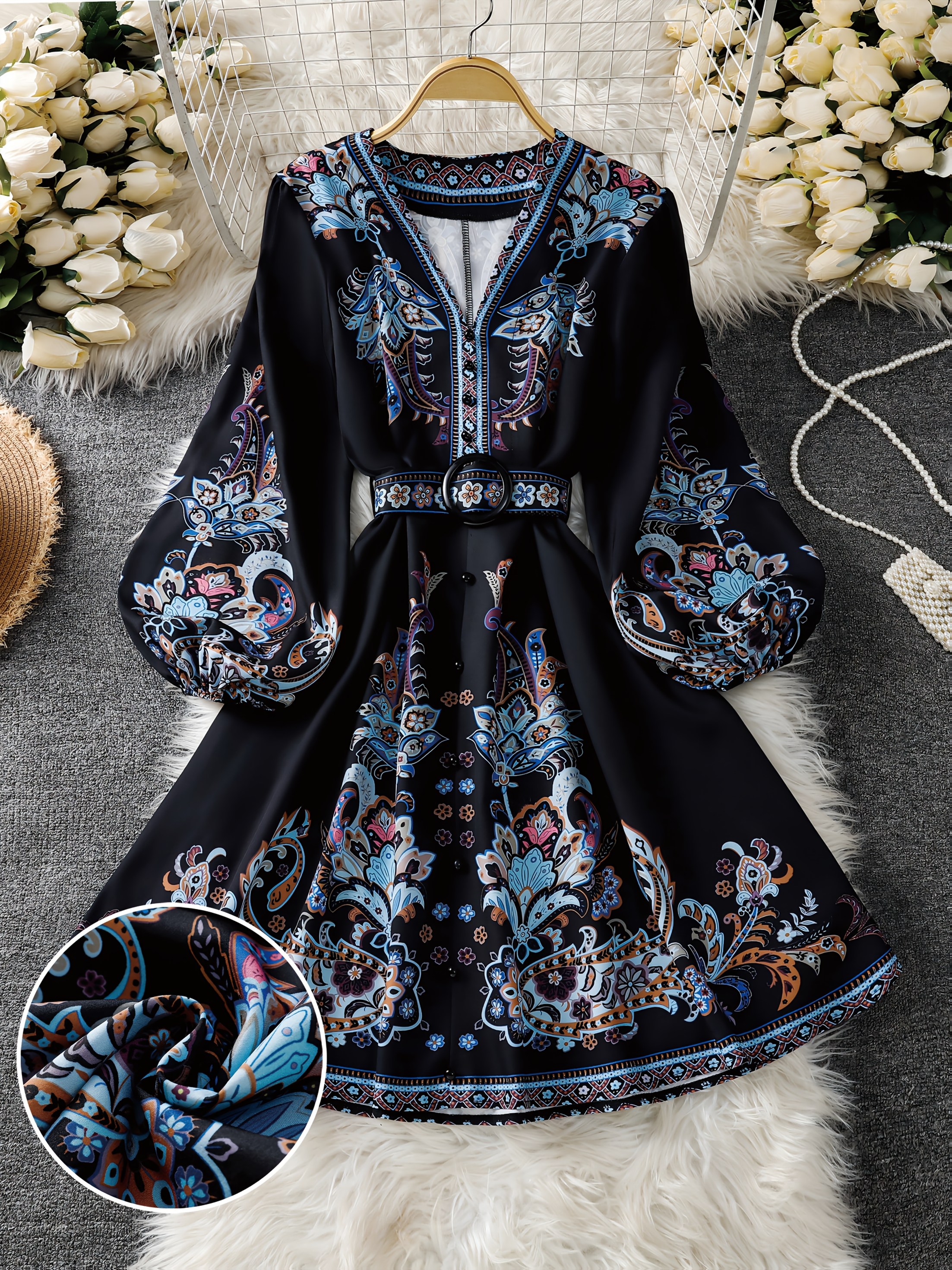 casual dress women bohemian dress spring summer printed long - Temu United  Arab Emirates