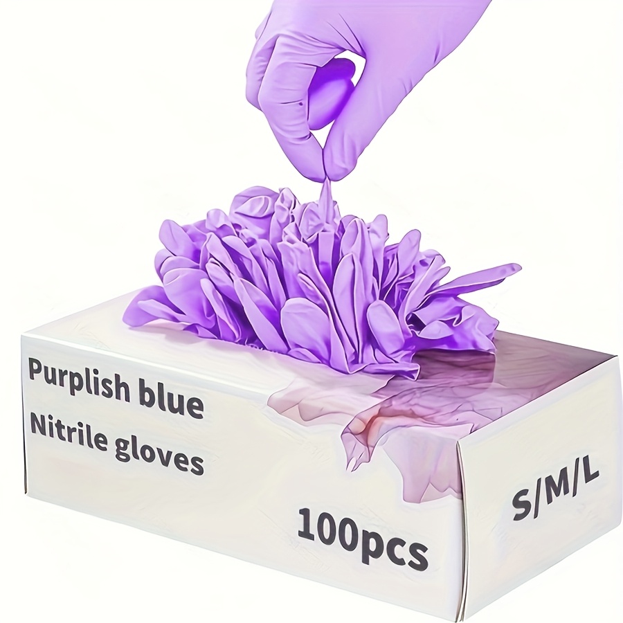100pcs nitrile gloves 9 inch purple blue rubber gloves suitable for waterproof and anti slip holiday gifts kitchen dishwashing gloves home cleaning gloves bathroom cleaning gloves