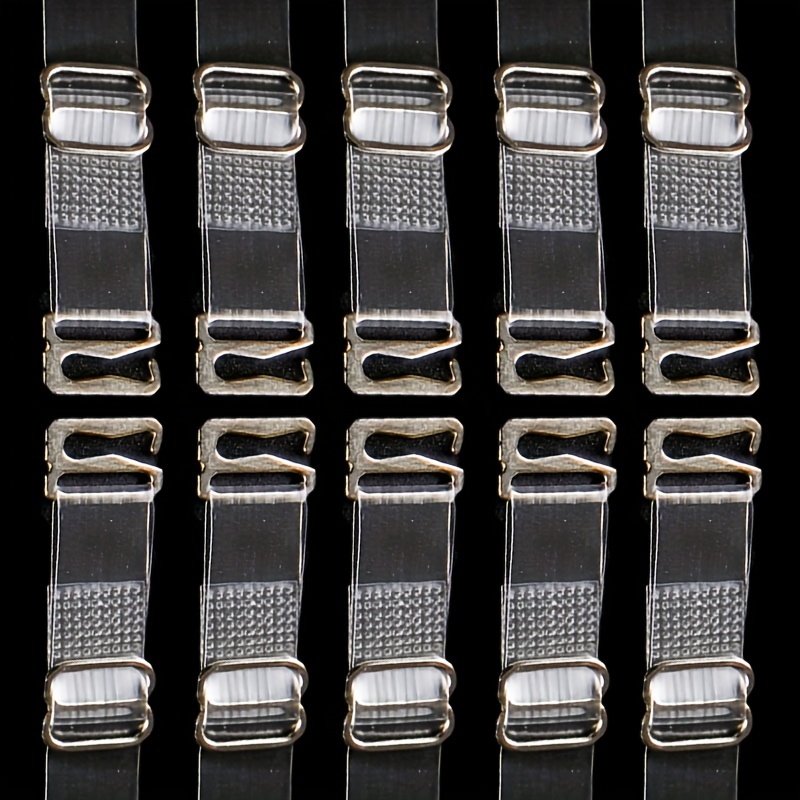 Image of 10pcs Transparent Shoulder Straps, Metal , Invisible Adjustable Underwear Straps, Women's Lingerie & Underwear Accessories