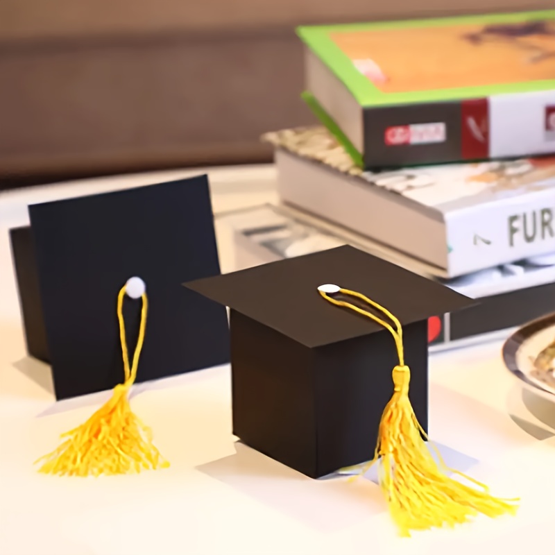 

50 Pack Graduation Boxes With Yellow Tassels, Diy Paper Gift Chocolate Containers For Graduation Party Favors And Decorations, Applicable Age Group 18+