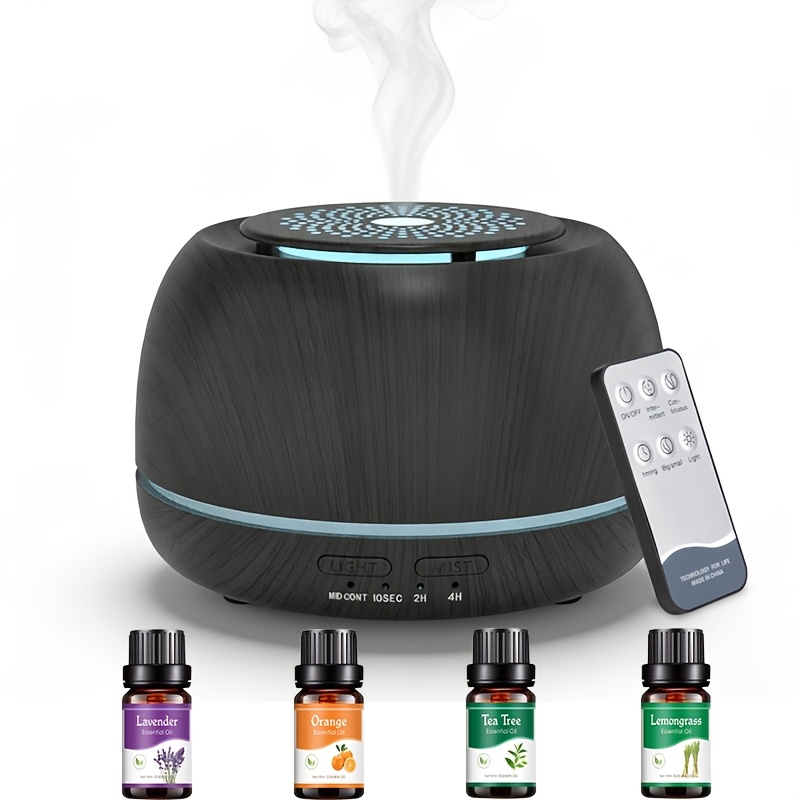 item picture 1pc 300ml   with remote control ultrasonic cool mist essential oil diffuser 7 color changing night light 2 mist   and 2 4 hour timer auto shut off quiet design for bedroom