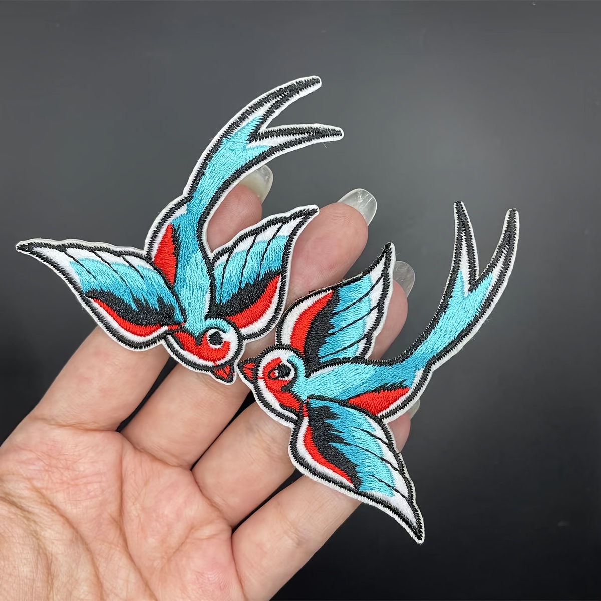 

2pcs Swallow Patches, Embroidery Appliques, Iron On Patches For Jackets, Sew On Patches For Clothing, Backpacks, Jeans, T-shirt