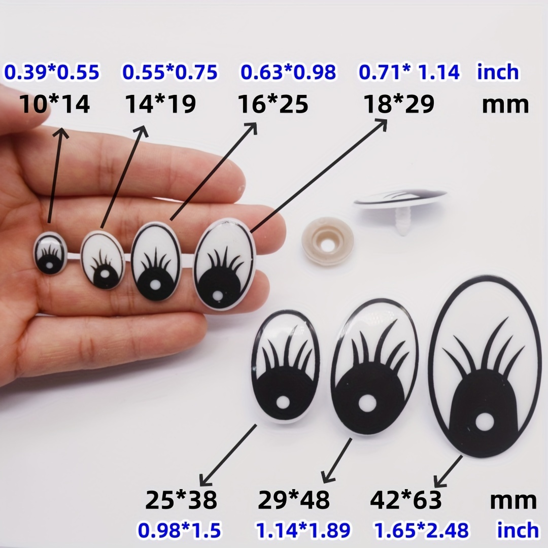 Black And White With Eyelashes Oval Cartoon Toy Eyes Diy Handmade Doll Plush Toy Dog Doll Eyes Eyelashes Cartoon Eyes Plastic Cartoon Animal Eye Accessories