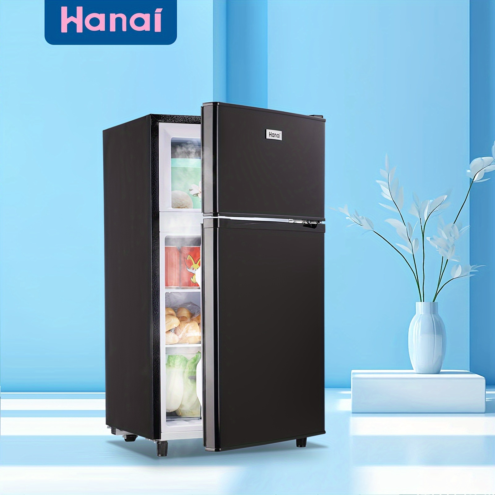 

Wanai Double Door Small Refrigerator With Freezer-on-top, 3.5 Cubic Feet Mini Fridge With 7-level Adjustable Thermostat For Office, Dorm, Bedroom, Home And Apartment