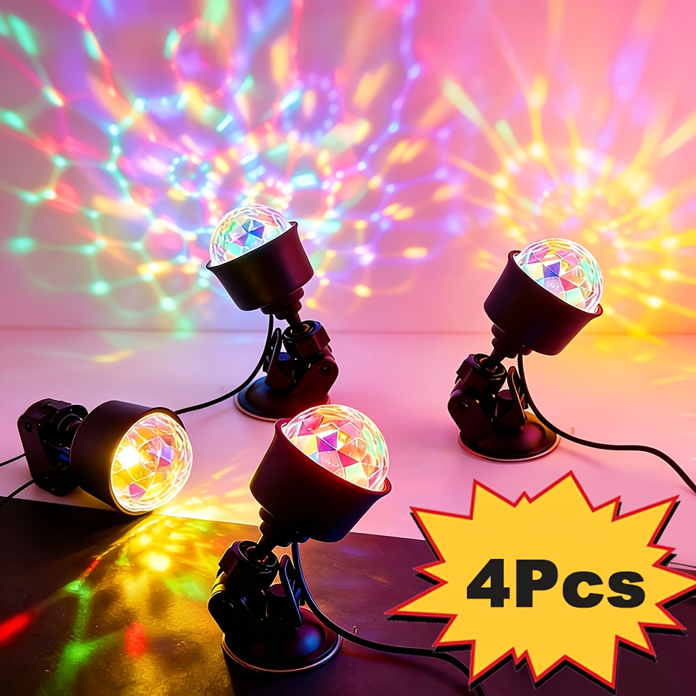 4pcs Disco Party Lights, Sound Activated Dj Stage Light With 7 , Usb Powered Portable Led Lamp - Perfect For Home Parties, Birthdays, Weddings, Clubs, Karaoke, Ktv Great Gift For /family