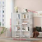 raft de carte din metal alb cu sertare - organizator de depozitare multifuncțional pentru casă, birou sau cameră de studiu, asamblare ușoară, mai multe rafturi și compartimente, ideal pentru cărți, dosare și obiecte decorative, organizare pentru casă | raft de carte modern | raft din metal , organizator de depozitare pentru cărți, raft de cărți