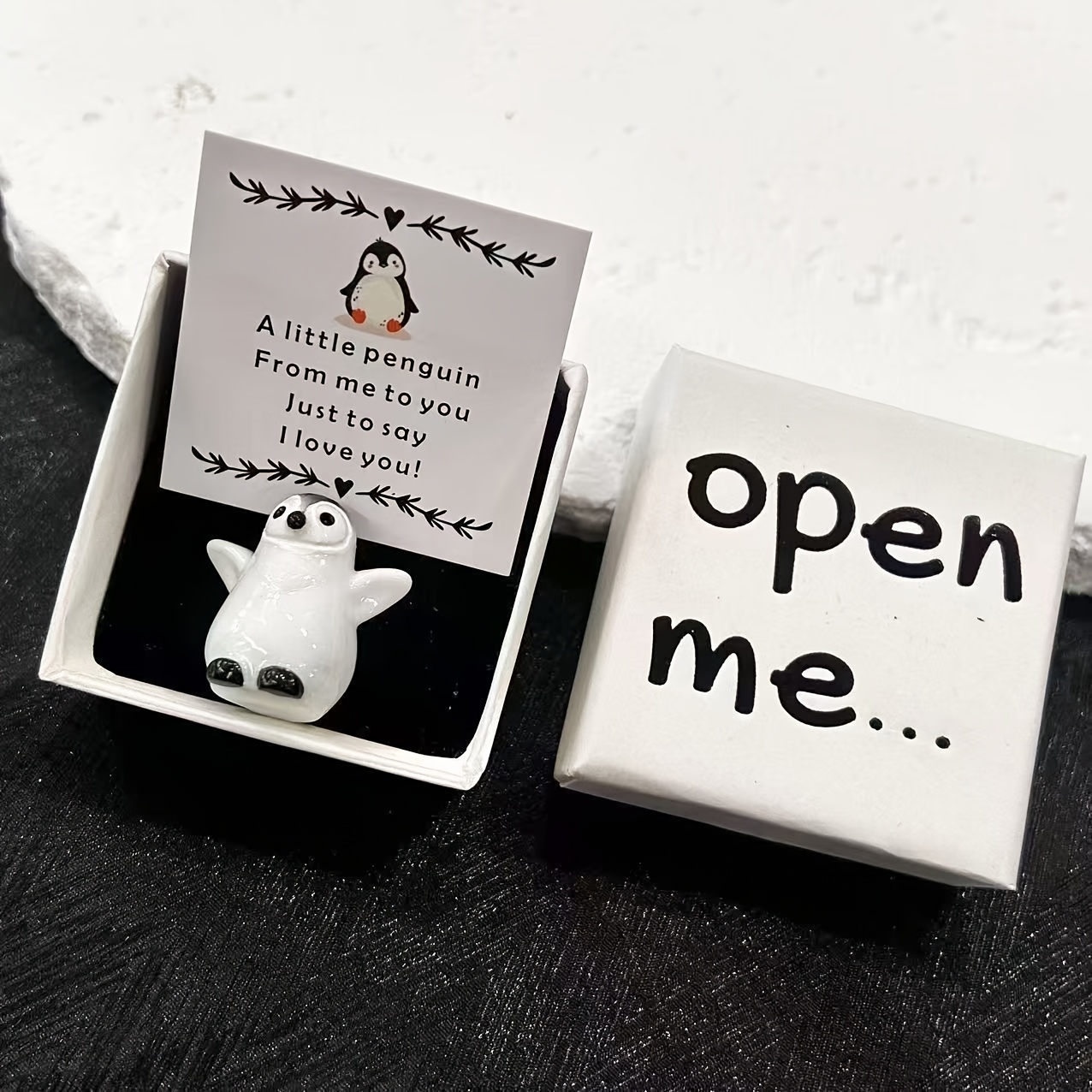 Image of "" , Featuring An Adorable And A "i Love You" Message Card - An For Birthdays, Weddings, Anniversaries, And Valentine's Day - Resin/paper, No Batteries Required, Suitable For Any