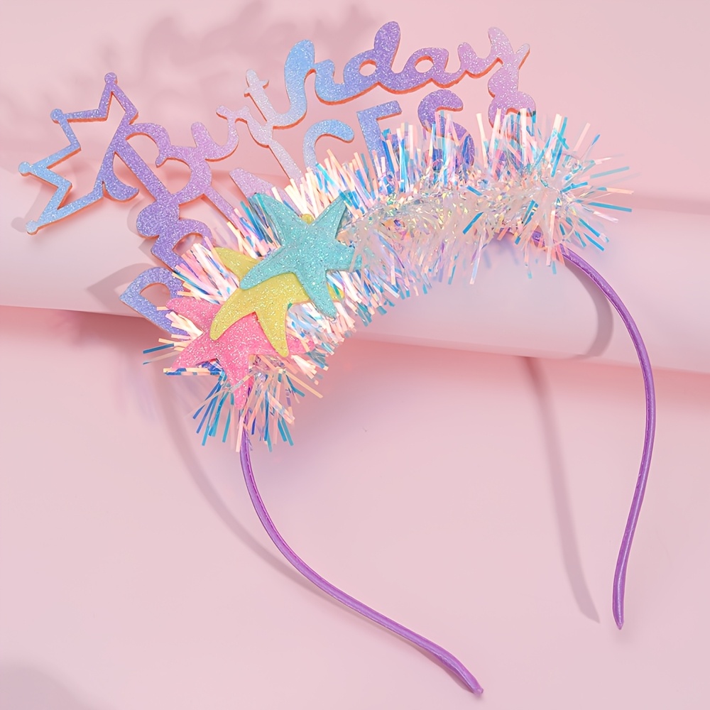 1pc Birthday Princess Headband For Women Sweet Colorful Hair Hoop No Slip Hair Band Hair Accessories For Women Birthday Dress Up