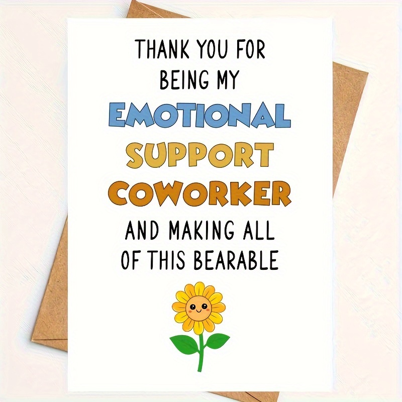 

Emotional Support Coworker Card: A Hilarious Thank You Note For Your Coworker