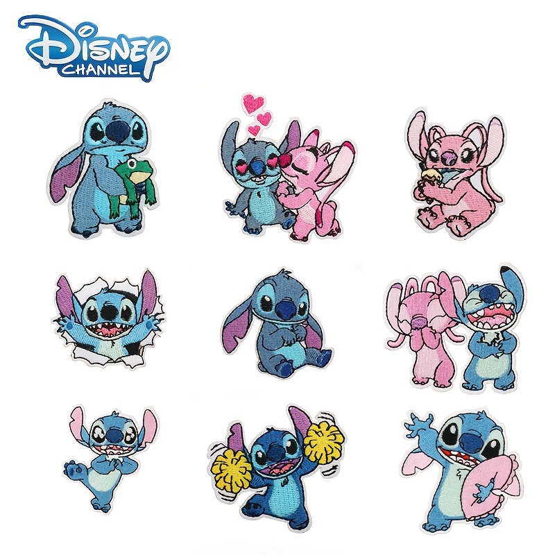 E-shop 9 Stück Stitch-Stickerei-Aufnäher-Aufkleber – zum Aufbügeln für Gepäck, mehr – Lebendige Designs mit Stitch, Freunden, Reisezubehör | Lustige