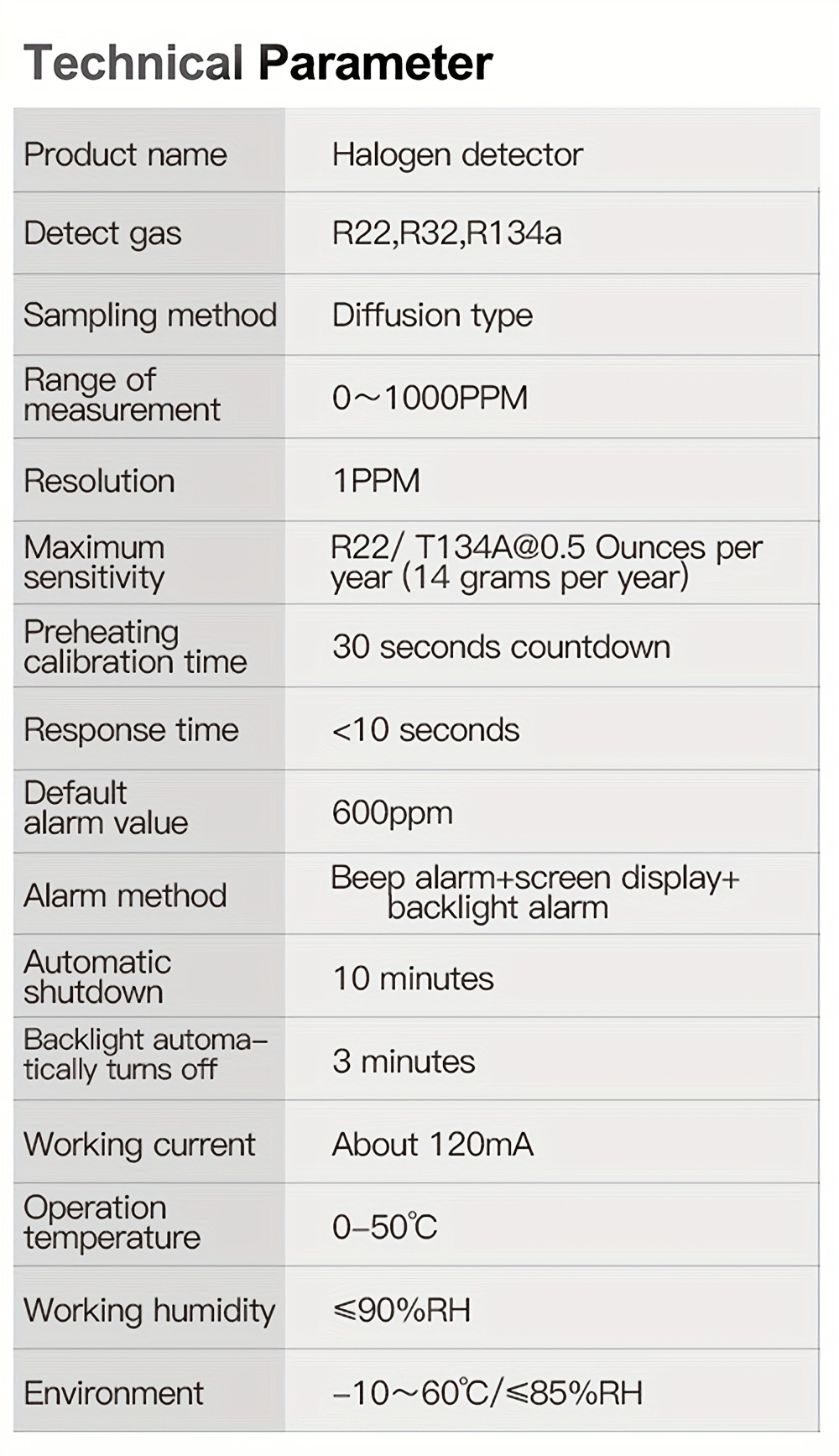 professional refrigerant leak detector halogen gas tester multi gas r22 r32 r134a hfc   cfc pfc hfo with digital lcd display temperature humidity meter alarm system portable ac system diagnostic Product details 1