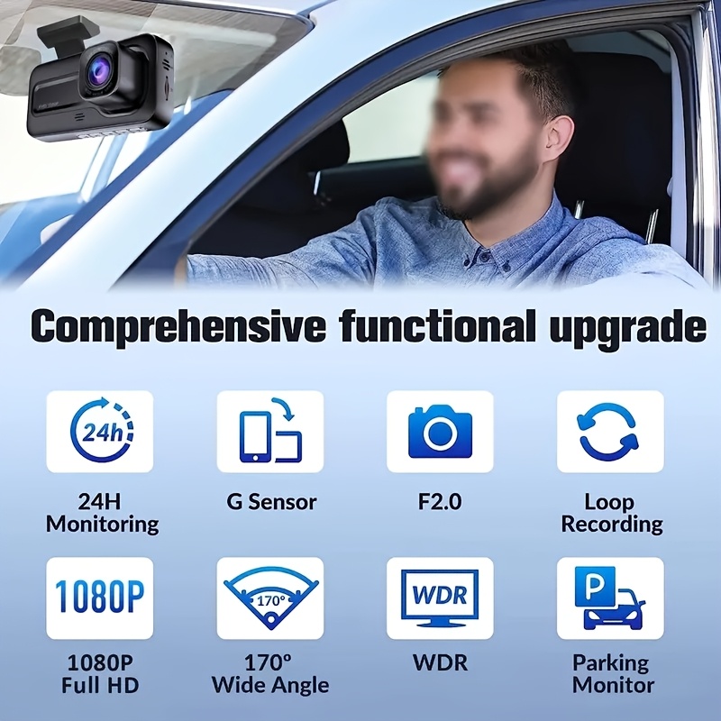 Dual-Lens 1080P Car Dashcam with Night Vision & G-Sensor