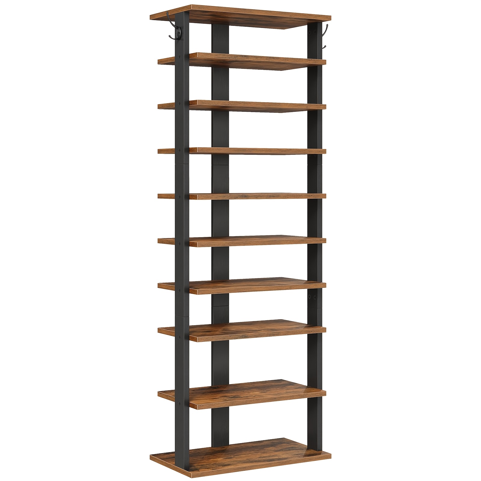 Image of 10-tier Narrow Shoe Rack | 50cm Shoe Storage With , Stable Design, Suitable For Entrance, Living Room, And Bedroom, Floor Mount, Made Of Wood And Metal