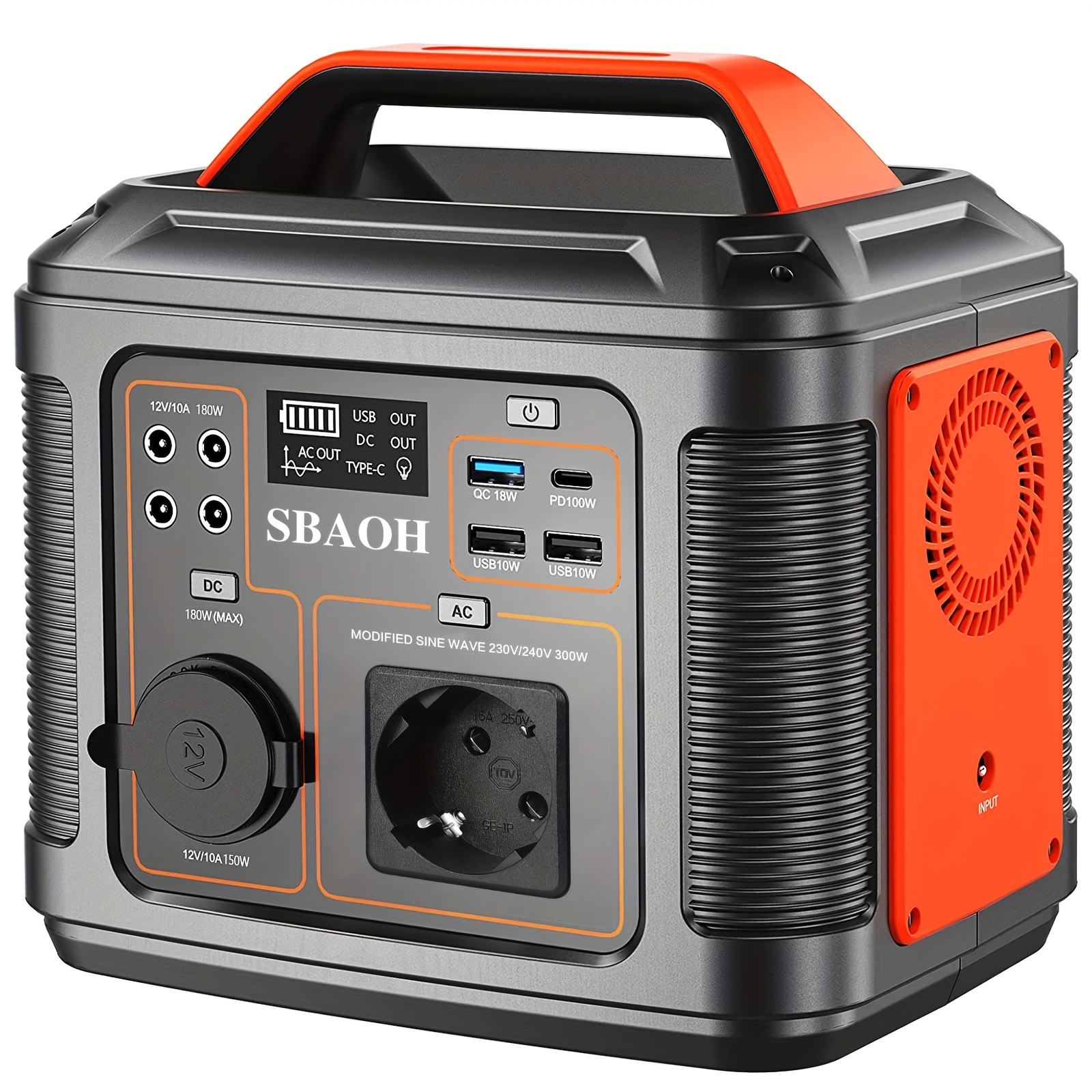 E-shop SBAOH 296WH Powerbank | SBAOH Tragbare 300W 296Wh Schnellladung 230V AC-Steckdosen/-Anschlüsse LED-Taschenlampe, Mobile für